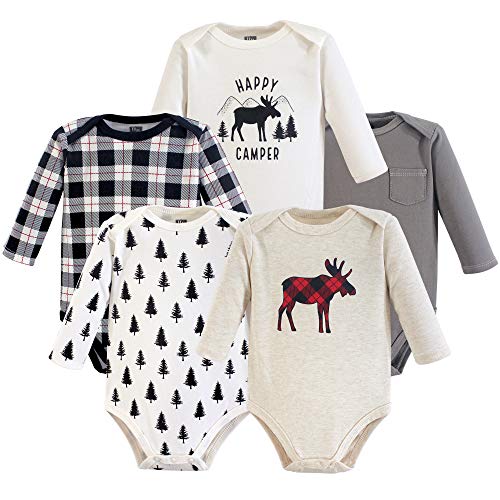 Image of Hudson Baby baby-boys Cotton Long-sleeve Bodysuits 5-pack