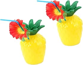 PRETYZOOM Copos Descartáveis De Plástico Copos De Abacaxi Canudos Copos De Abacaxi De Plástico Copos De Abacaxi Descartáveis Copos De Coco Copos De Festa De Abacaxi Copo De