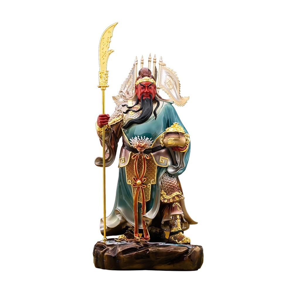 YNIYUJKL Feng Shui Buddha Statue Guan Gong Worship Statue Household Pure Copper Painted Wealth God Ornament Company Opened To Attract Wealth Desktop Decoration Ornaments,size_name-L