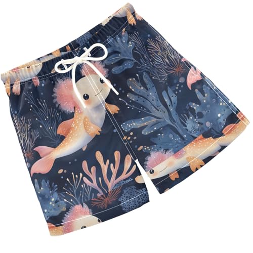 Pigsaly Boys' Swim Board Shorts Cute Pink Fish Boy's Swim Trunks Kids Swimwear S