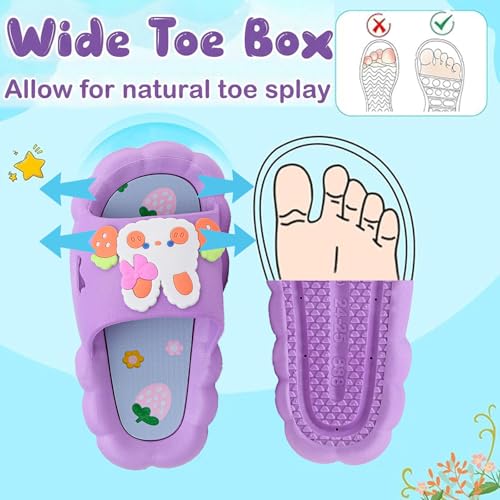 Image of Bunny Kids slides, Girls Slides Non-slip Summer Beach Pool Shoes Toddler Cartoon Slide Sandals Indoor& Outdoor Garden Slippers Shower Shoes