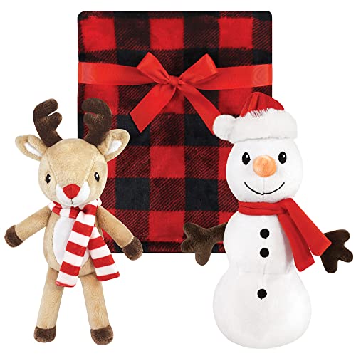 Image of Hudson Baby Unisex Baby Plush Blanket with Toy, Rudolph And Snowman, One Size