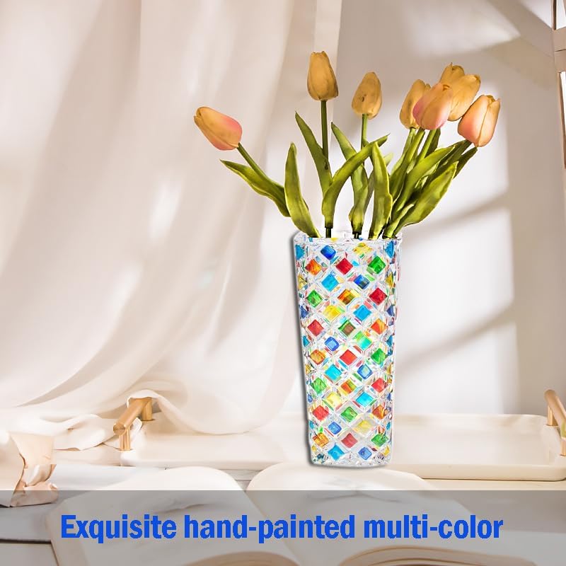 Hand Painted Colorful Glass Vase - Image 3