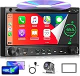 【SOOEMAKA】 2025 Newest Double Din Car Stereo DVD/CD Player with Wireless Carplay & Android Auto,Upgrade Type-A/C Fast Charging/2.4G+5G Dual WiFi/AM/FM/DSP/AHD Camera/Bluetooth/SWC/Subwoofer