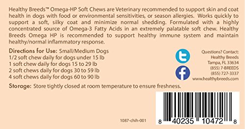 Image of Healthy Breeds Chihuahua Omega HP Fatty Acid Skin and Coat Support Soft Chews 60 Count