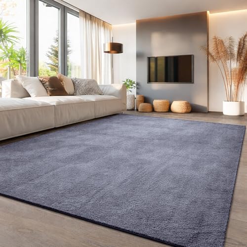 Aspire Homeware Modern Rugs Living Room 100% Polyester Rug for Bedroom Kids Room Soft Fluffy 600 GSM Anti Slip Backing Thick Pile Durable Carpet Non-Shedding Rug for Nursery Room Grey, 120 x 170 cm