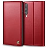 Handyhülle für Samsung Galaxy A50 Hülle, Premium Lederhülle Schutzhülle Tasche für Samsung Galaxy A50/A30S Hülle Wallet Kartenfach Standfunktion Klappbar Flip Hülle für Samsung A50 Hülle, Rot