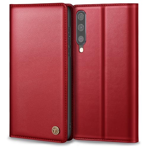 Handyhülle für Samsung Galaxy A50 Hülle, Premium Lederhülle Schutzhülle Tasche für Samsung Galaxy A50/A30S Hülle Wallet Kartenfach Standfunktion Klappbar Flip Hülle für Samsung A50 Hülle, Rot