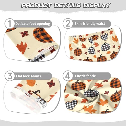 senya Girls Printed Leggings Yoga Pants Pumpkin Maple Leaf Pattern for Kids in 4t to 10 Years, 4T3