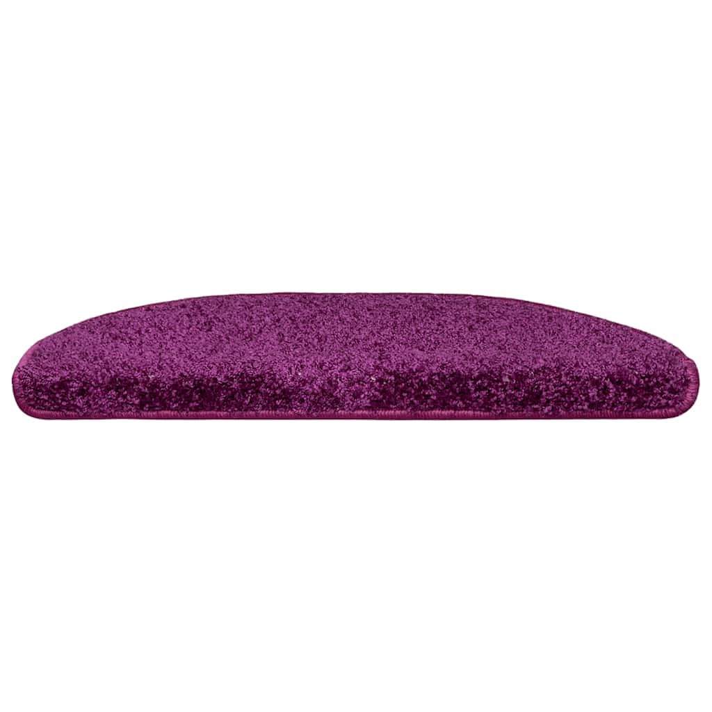 Maty na schody, 15 szt. 65 x 21 x 4 cm, fioletowe, półokrągłe, z polipropylenu, maty na schody, dywaniki na schody, antypoślizgowe do schodów, korytarza, wejścia do wnętrz