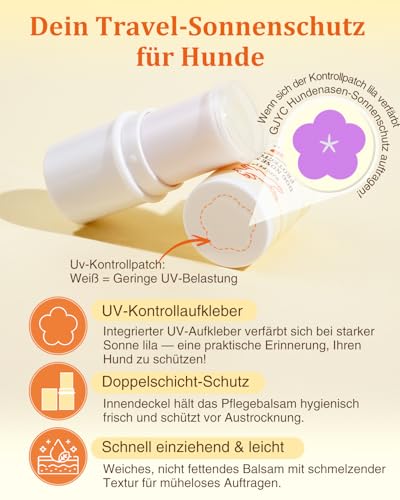Hundenasen-Sonnenschutz Balsam mit SPF25 – Sheabutter & Kokosöl Formel – Schutz und Pflege bei trockenen/rissigen Nasen – Für alle Hunderassen geeignet