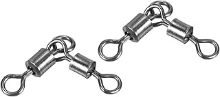 PATIKIL 3 Way Swivel, 20Pcs 73lb Copper Fishing Cross Line T-Turn Terminal Tackle, Black