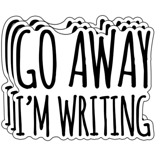 (3Pcs) Go Away I'm Writing Sticker Funny Writer Lover Stickers Author Novelist Poet Scriptwriter Humorous Decorative Waterproof Vinyl Decal for Mug Laptop Water Bottle Tumbler Phone Size 3x2.4 Inches