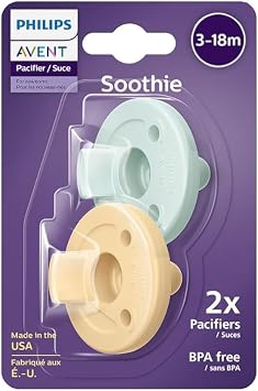 Philips Avent Soothie Pacifier Silicone Pacifier, 3-18 Months, Pack of 2 Yellow & Green