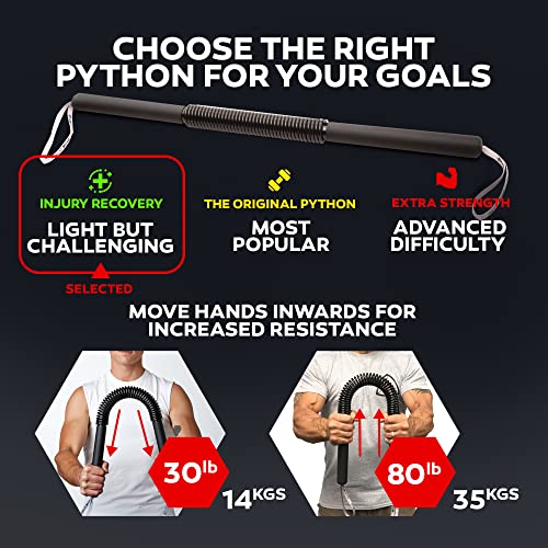 Python Power Twister Bar - Upper Body Exercise for Chest, Shoulder, Forearm, Bicep and Arm Strengthening Workout Equipment by Core Prodigy (30-80 lb) by Core Prodigy - Used condition - US$32.26