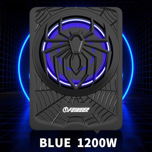 Image of 10 inch 1200W Under Seat Subwoofers with Amp, Subwoofer with Built in Amp | Individual Control for Low Pass /Gain /Boost Bass.Deep Bass Perfect for Truck /SUV /Jeep /MPV,Blue LED