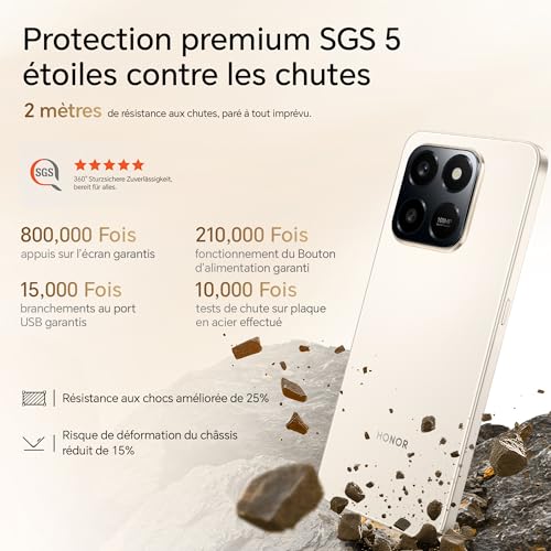 HONOR 400 Smart 4G Smartphone Dual SIM NFC Android 15 6+ 108MP +2MP avec Bouton AI Téléphone 6500mAh Batterie Double Cellule 5 étoiles SGS&IP65 6.77 Pouces 120 Hzécran Confort Desert Gold - vue 7