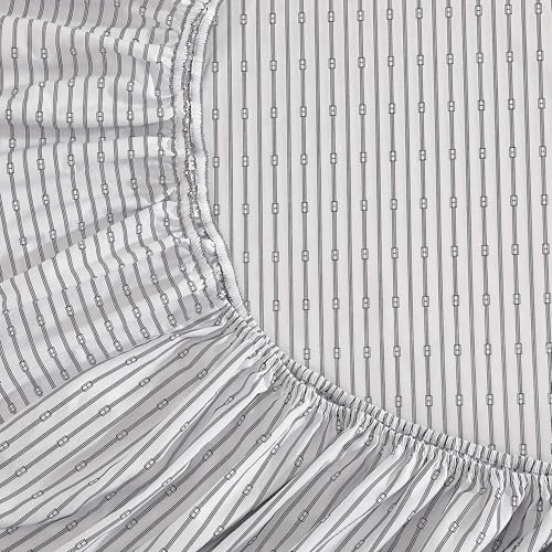 Image of Tommy Hilfiger - Sheet Set, Cotton Percale Bedding with Matching Pillowcase, Crisp & Cool, Premium Quality Home Essentials (Monogram Stripe Navy, Twin)