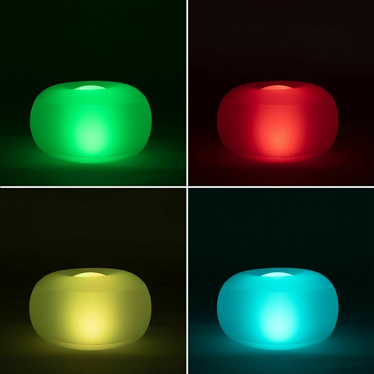 InnovaGoods® Puff Hinchable Exterior + Sillon con LED Multicolor, Resistente al Agua, Incluye Parche de reparación y Mando a Distancia, Sofa Ideal para Camping, Piscina, Interior y jardín