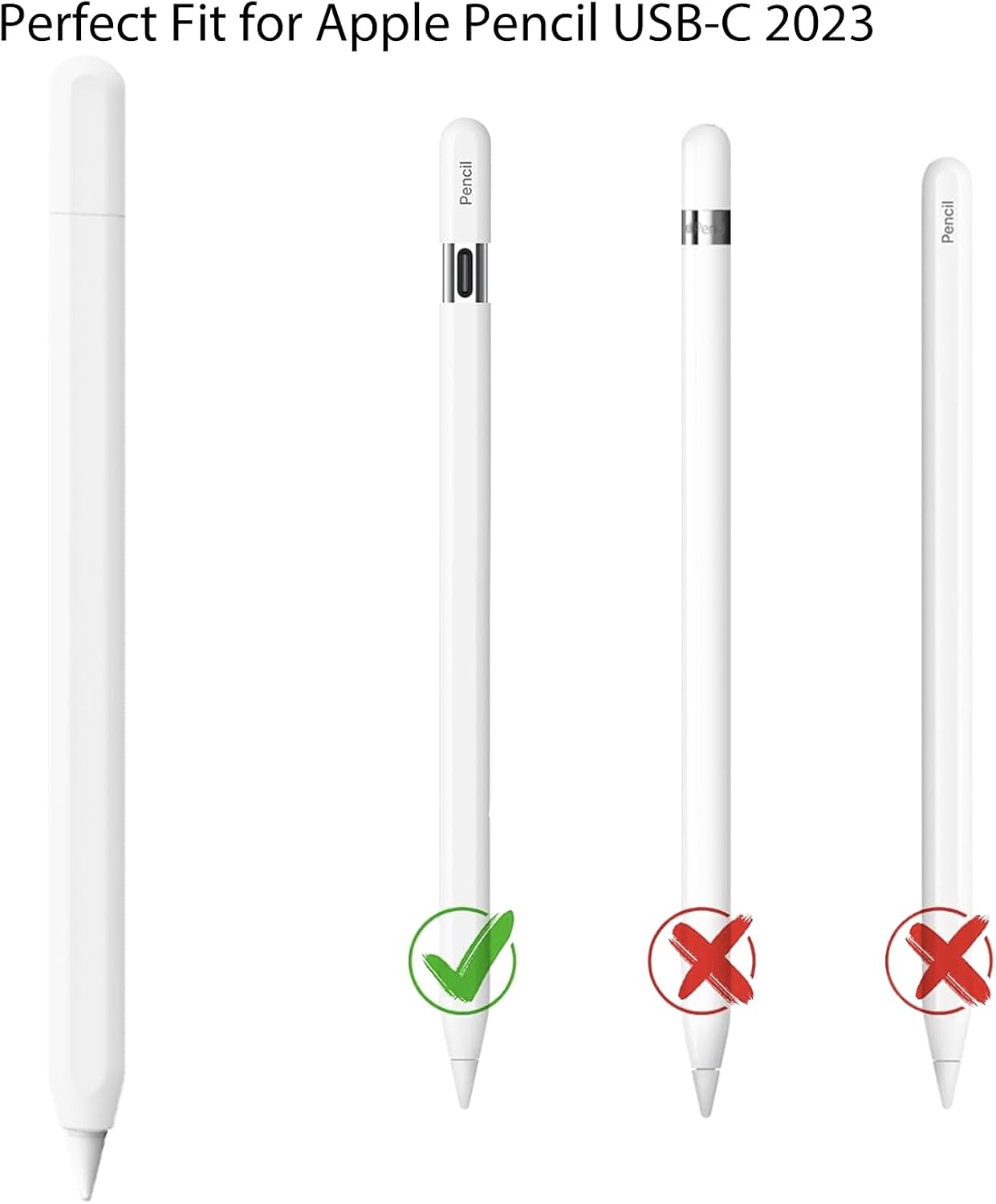 KELIFANG Silicone Case Sleeve Cover for Apple Pencil (USB-C) 2023, Protective Skin iPad Pencil Holder, Anti-Slip Grip Accessories Compatible with Apple Pencil 3rd Generation, White image 4