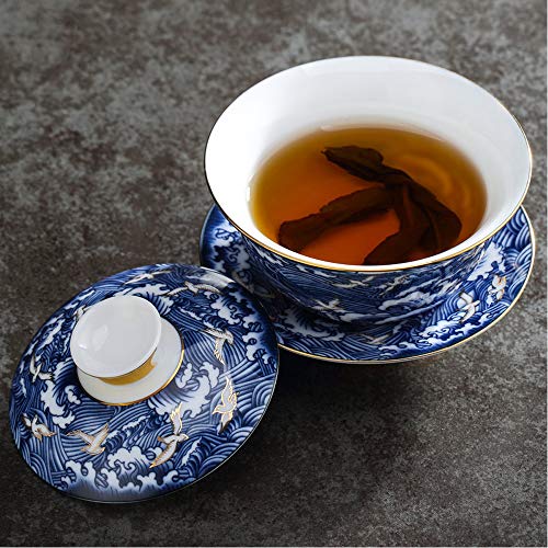 Set Da Tè In Ceramica Portatile 3 Tazze Gaiwan 170 Ml | Viaggio Cinese Kung Fu Con Infusore