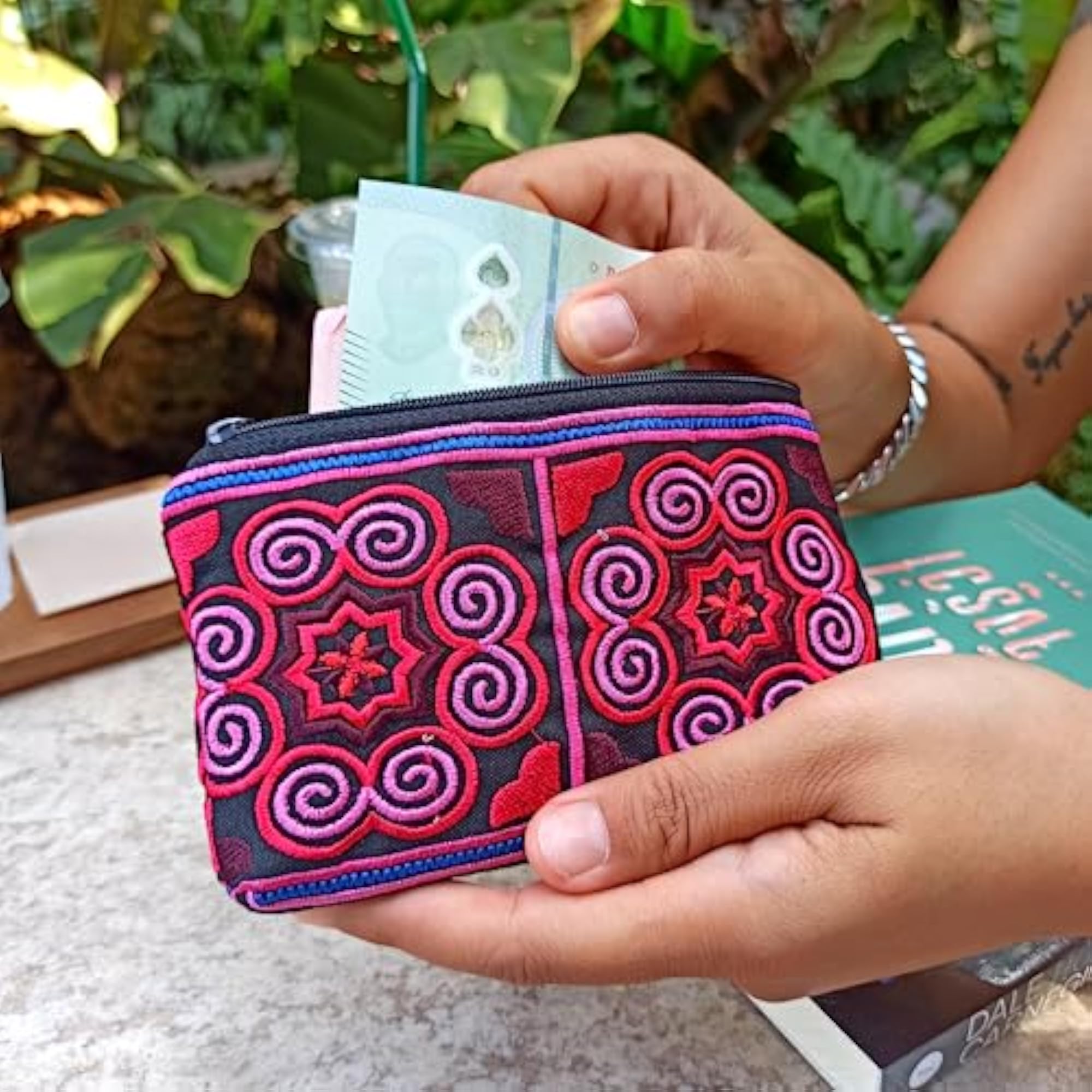Handmade Coin Purse - Small Embroidered Boho Change Purse