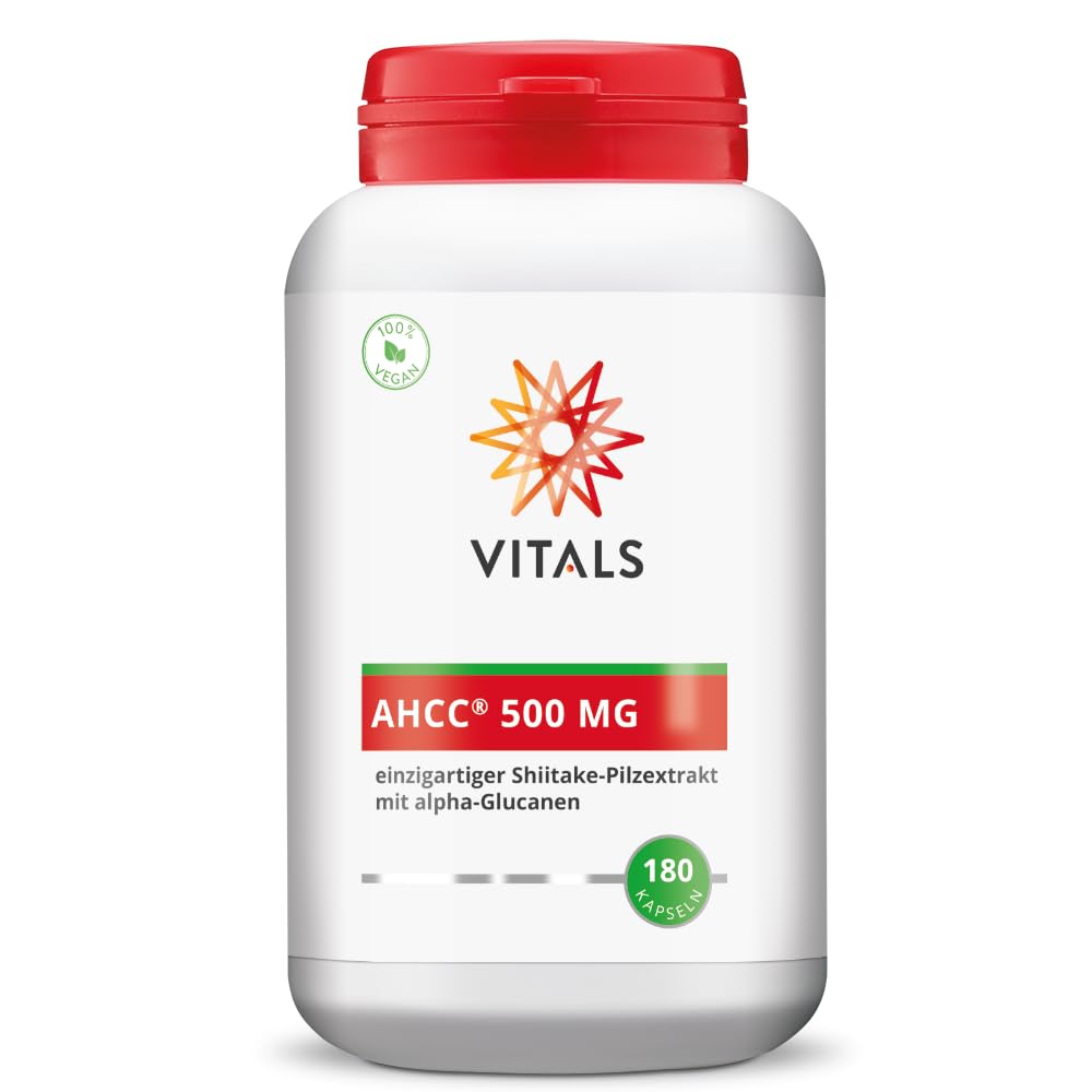 Vitals - AHCC 500 mg, 180 Kapseln, mit Alpha-Glucanen. 100% Vegan. Originalprodukt von den ursprünglichen Entdeckern