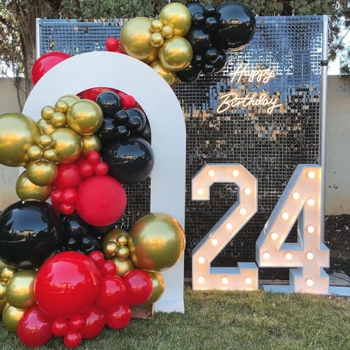 Image of Red and Black Gold Balloons Arch Kit, 140Pcs Different Sizes inch Red Black Gold Balloon and Confetti Party Balloon Garland Kit for Birthday, Wedding, Graduation, Anniversary, Prom Decorations