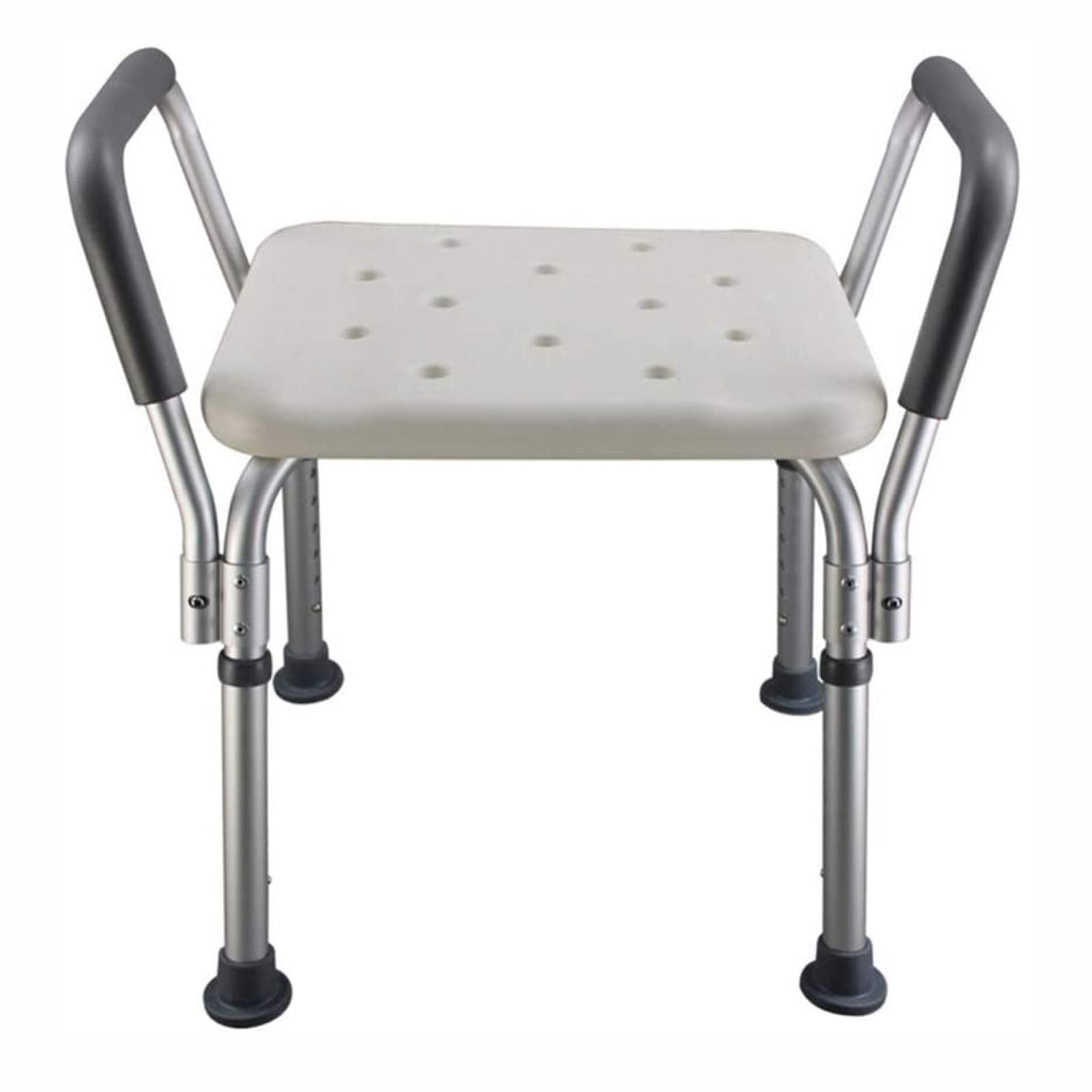 Asiento De Ducha con Asas Silla De Baño Antideslizante - Patas De Altura Ajustable y Pies De Ventosa, Baño Ayuda De Seguridad para Ancianos ， Taburete De Baño De Aleación De Aluminio
