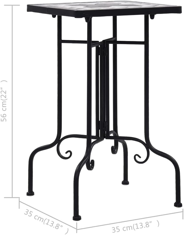 vidaXL Side Table, Plant Table, Plant Stand, Flower Pot Stand for Living Room Hall Patio Balcony Porch Backyard, Black and White Ceramic