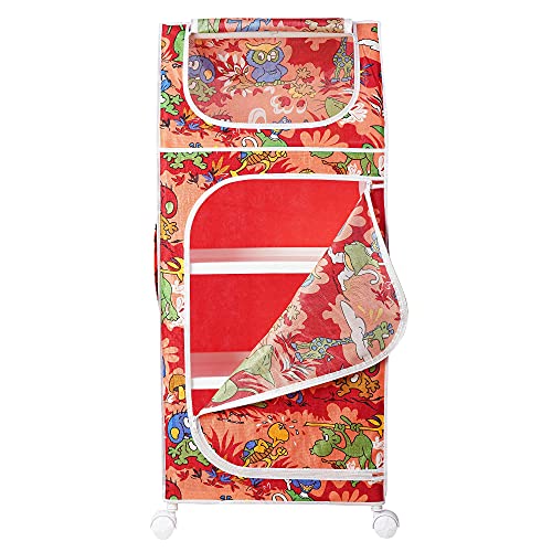 Image of Little One's | 4 Plastic Shelves Baby Wardrobe /Toy Organizer | Jungle Red | TB4 /AR
