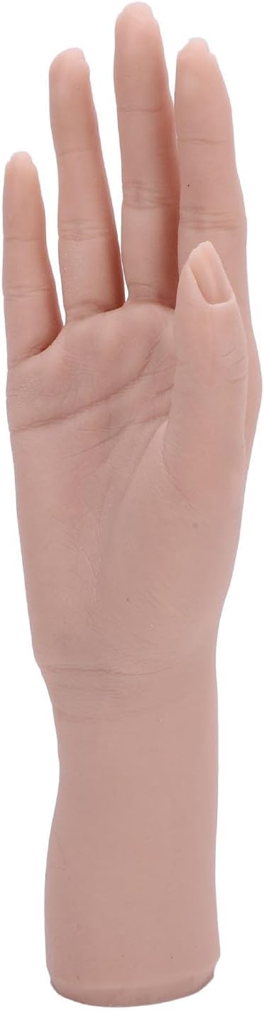 Realistic Silicone Female Hand Model, Flexible Bendable Mannequin Hand for Nail Art Practice and Jewelry Display, Soft Lifelike Silicone Practice Hand with Skin Texture for (Right Hand)
