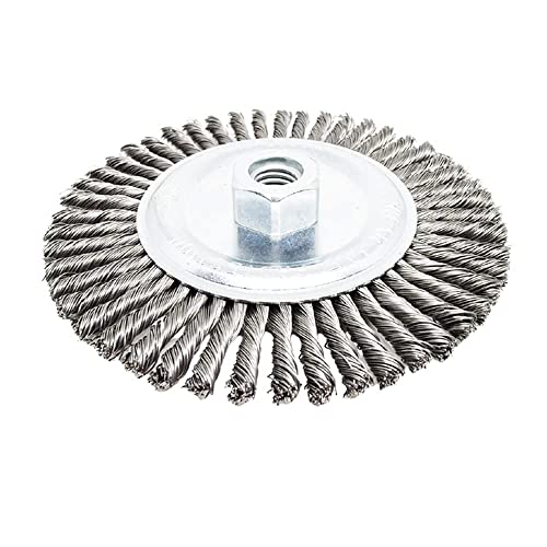 Image of Benchmark Abrasives 6 inch x 1 /4 inch Stringer Bead Wire Wheel with 5 /8 inch-11 Thread, for Weld Cleaning, Weld Spatter Removal, Stripping, Deburring, Use with Angle Grinders - (6 inch x 1 /4 inch) (Carbon)