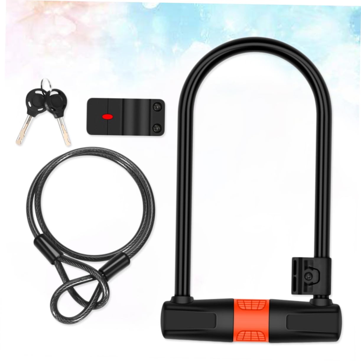 YARNOW Lucchetto Catena Antifurto per Bici Forma di U Cavo in Acciaio Legato Chiave Accessori per Mountain Bike Moto Biciclette Elettriche Nero Arancione