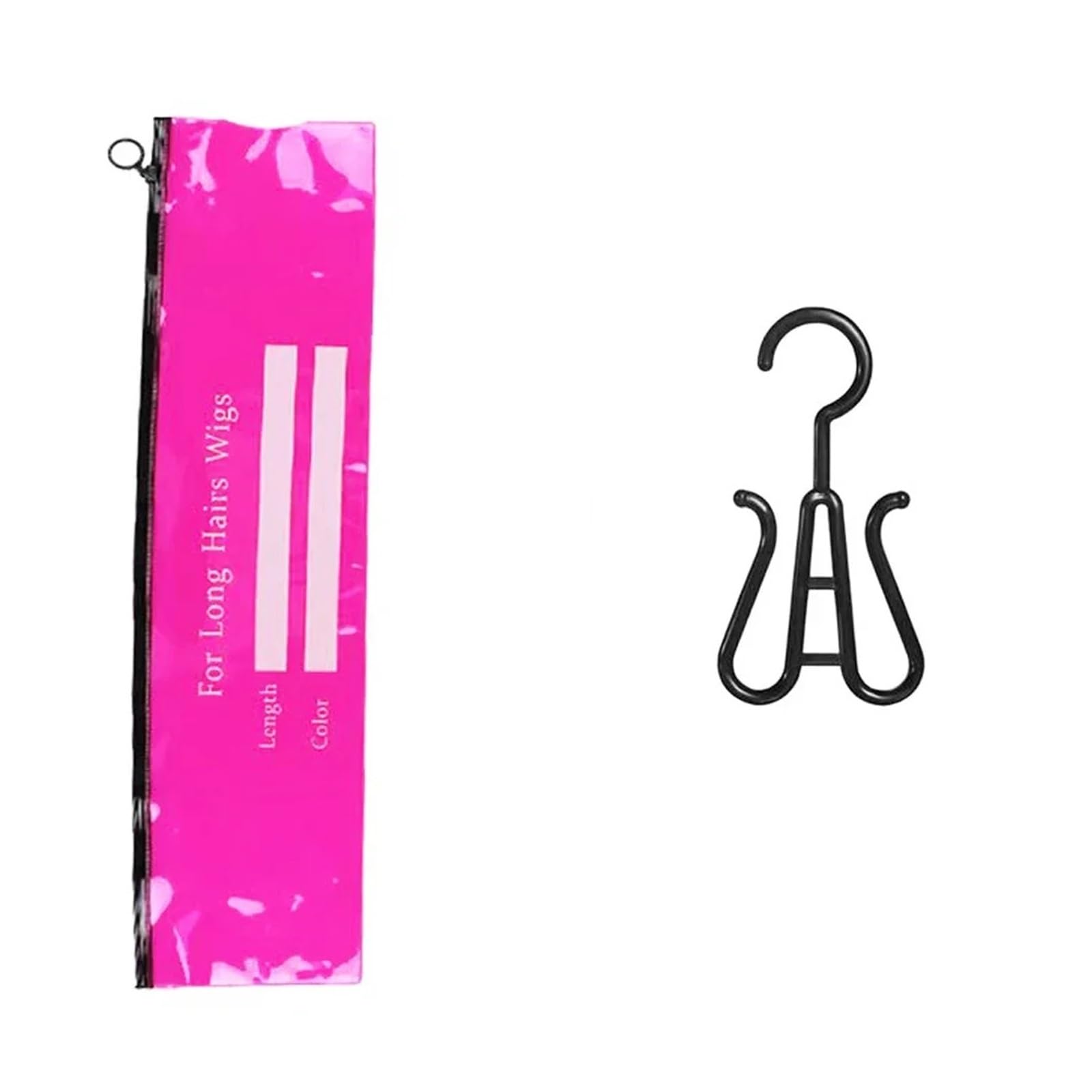 Wig Storage Bag Hanging wig storage bag with multiple wigs - Zippered packaging bag for organizing and protecting wig extensions(PINK)