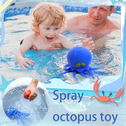 YOUYIKE Set mit 4 LED Oktopus Wasserbomben, Wassertiere mit Wasserbombeneffekt, Gummi Badespielzeug für Kleinkinder für Kinder ab 3 Jahren, Ideal für Pool, Schwimmbad, Badewanne