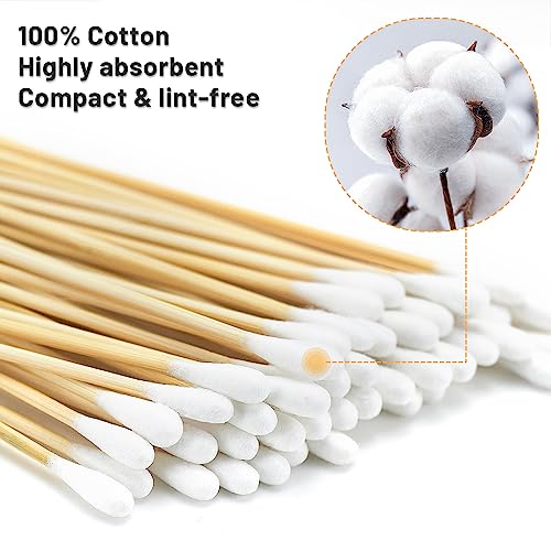 Image of 200PCS 6 Inch Long Cotton Swabs, Single Cotton Tipped Applicators | Bamboo Sticks, Lint Free, Highly Absorbent Cotton Head, for Home Cleaning, Makeup, Art & Crafts