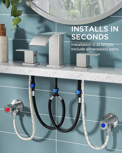 Robinets de salle de bain carrés noirs mats à 3 trous pour vasque de 20,3 cm