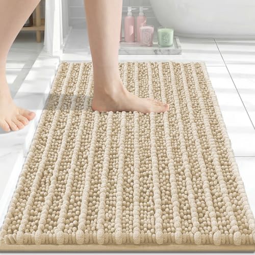 Image of Arotive Luxury Small Bathroom Rugs 24x16, Extra Soft Thick Absorbent Shaggy Chenille Bath Rugs, Machine Wash Dry, Bath Mats for Bathroom Floor, Tub and Shower, Home Decor Accessories, Cream Beige
