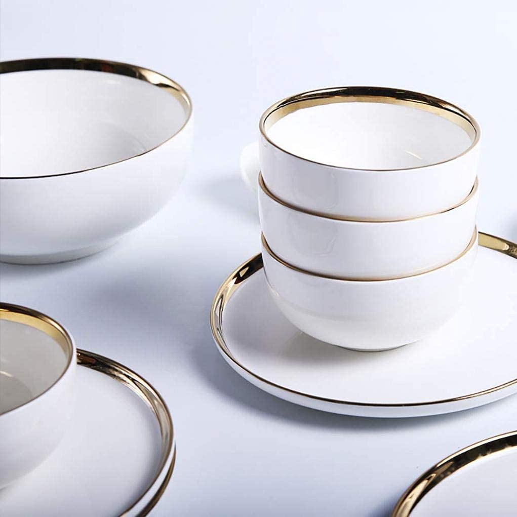 Zestaw naczyń/talerzy/mis, 10-częściowy zestaw naczyń obiadowych z białej porcelany Phnom Penh Zdrowa ceramika Zestaw zastawy stołowej Serwis dla 2 osób