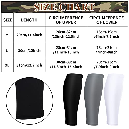 3 Pairs Calf Compression Sleeves for Men And Women Football Leg Sleeve Footless Compression Sock for Running Athlete Cycling (Black, White, Gray, Medium)2