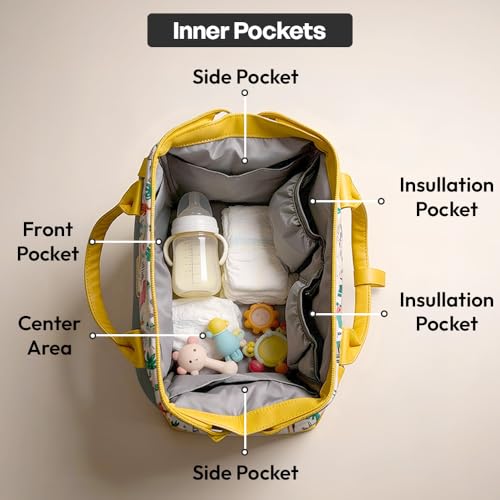 Image of StarAndDaisy Bag for Mothers for Travel, Newborn Baby Diaper Bags with Insuleted Compartment & Multiple Pockets, 12 Liter Enhanced Capacity, Aesthetically Handcrafted with Love & Cuteness