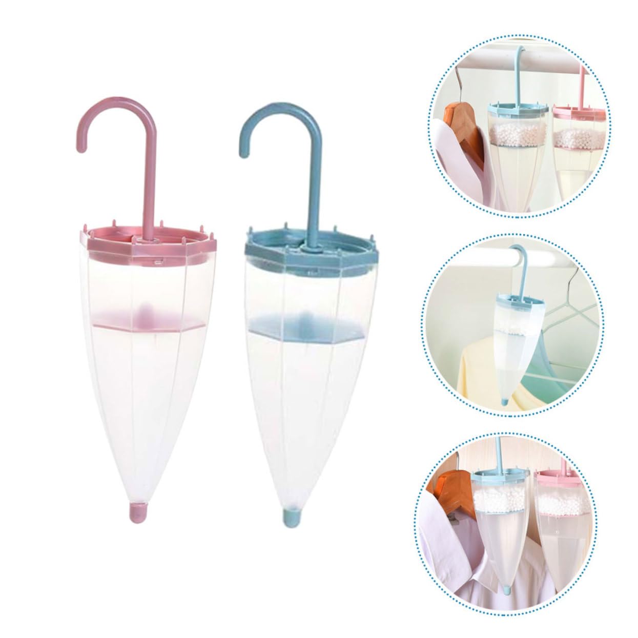 SOLUSTRE Deumidificatore Controllo Umidità Armadio 2 Pezzi con Design Ombrello Materiale Abs e Pp, per Cucina e Guardaroba