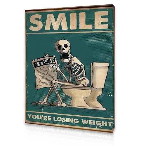 Qiukoo Wall Art Funny Skeleton Picture for Toilet – Framed Bathroom Sign with Hooks, Waterproof and Moisture-Resistant Artwork, Humorous Bathroom Decor Gift, 12x16 Inch - Cosy Home Interiors Qiukoo Wall Art Funny Skeleton Picture for Toilet – Framed Bathroom Sign with Hooks, Waterproof and Moisture-Resistant Artwork, Humorous Bathroom Decor Gift, 12x16 Inch