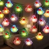 Deekin 1 Pcs Rubber Duck String Lights (20 LED Each) Duck Cruise Decor Battery Operated String Lights Decorative for Car Wall Window Yard Garden Birthday Baby Shower Party Decor (Colorful Sequin)