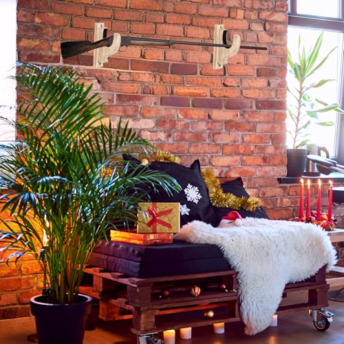 Image of Little World 2PCS Gun Rack Wall Mount - Vertical Gun Rack Wall Mount, Gun Hooks Hanger for Universal Display for Rifles, Shotguns, Bows & Sword