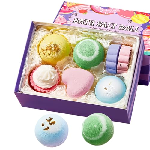 Qoukonao Bolas de baño para adultos, 7 piezas orgánicas de burbujas para adultos, spa, jabón de ducha hidratante para bañera diaria, baño, hogar, spa, esposa, mamá, damas, niños, Navidad