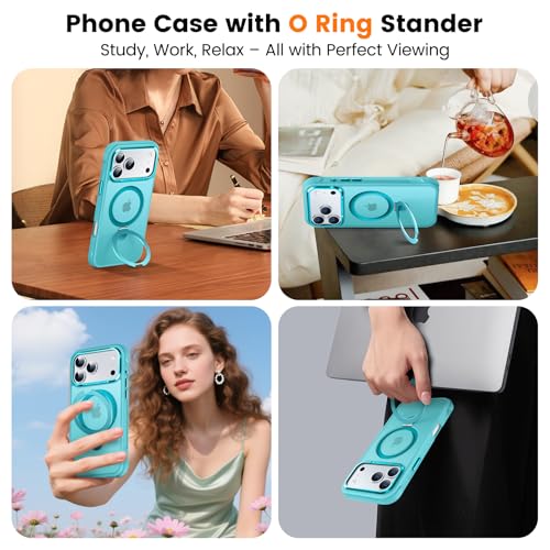 Coque iPhone 17 Pro Max Bleu Océan avec Support Invisible et Protection Antichoc Mat - 2