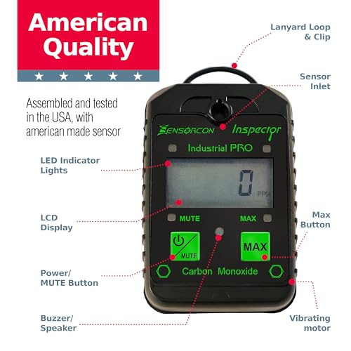 Inspector Industrial Pro Portable Carbon Monoxide Detector – Fast-Response Intrinsically Safe CO Detector with Adjustable Visual, Audio & Vibration Alerts - Image 5