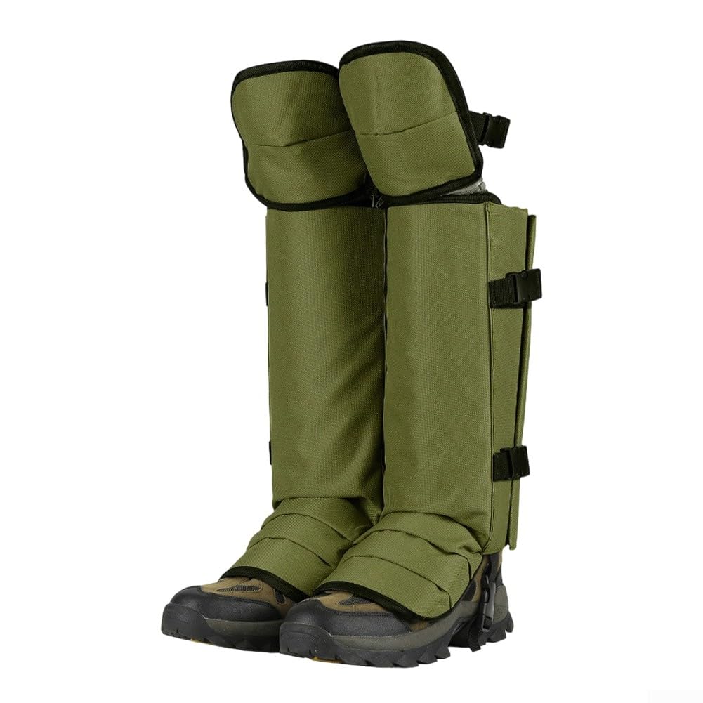 Guêtres de randonnée imperméables Oxford 500D pour la chasse, le camping, la neige, le sable, les débris, ajustement réglable, unisexe, équipement d'extérieur, vert (vert)
